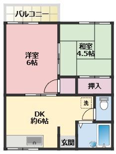 セブンハイツ(2DK/2階)の間取り写真