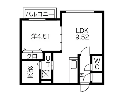 プレジング発寒(1LDK/2階)の間取り写真
