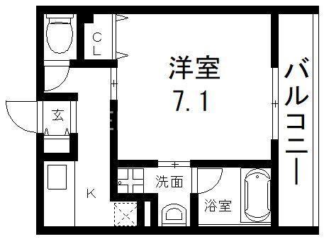 ステディ八戸ノ里(1K/3階)の間取り写真