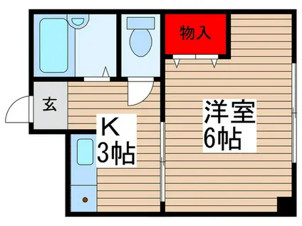 スカイコート武蔵浦和(1K/2階)の間取り写真