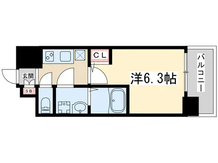 エスレジデンス新大阪リデンテ(1K/8階)の間取り写真