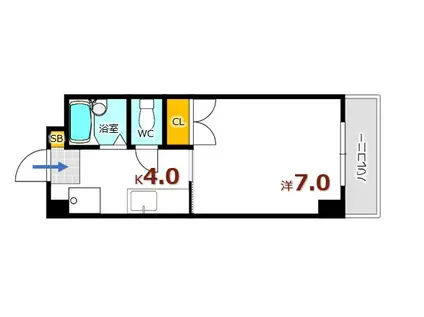 第8ガーデン(1K/2階)の間取り写真