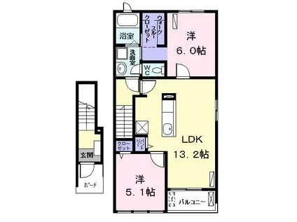 チェリ- ブロッサム(2LDK/2階)の間取り写真