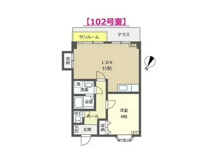 ラ・リヴェール(1LDK/2階)の間取り写真