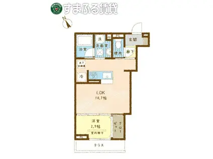 ボヌールA(1LDK/2階)の間取り写真