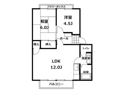 コーポシャルマンB棟(2LDK/2階)の間取り写真