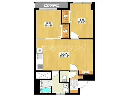 石井ガーデンマンションII(2LDK/2階)の間取り写真