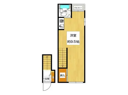 グレーハイツII(ワンルーム/2階)の間取り写真