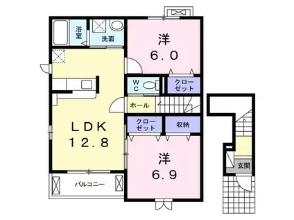 プリムローズIII(2LDK/2階)の間取り写真
