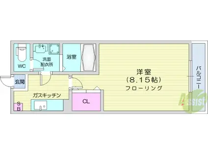 クレフラスト東仙台南(1K/1階)の間取り写真