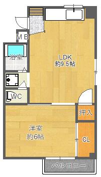 マンション村井エンタープライズ(1LDK/2階)の間取り写真
