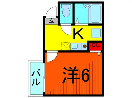 エルカーサ(1K/1階)の間取り写真