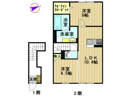 グランディール城東(2LDK/2階)の間取り写真