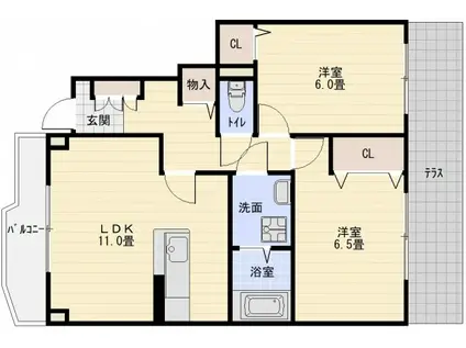 リバティベル(2LDK/1階)の間取り写真