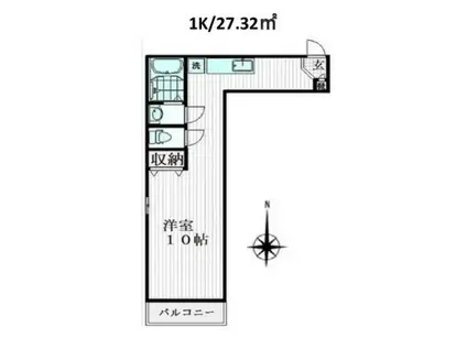 レジデンス東中野(1K/2階)の間取り写真