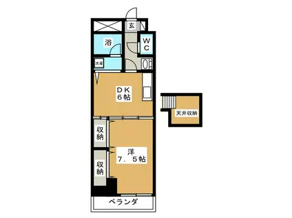 プロミネンス中川14(1DK/4階)の間取り写真