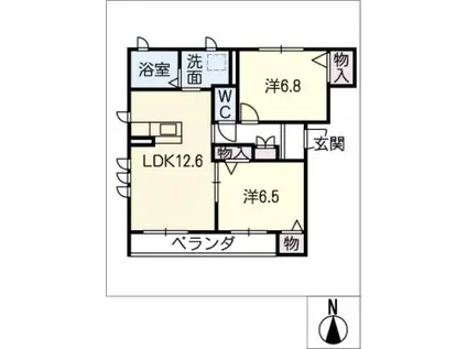 リラフォート円明(2LDK/2階)の間取り写真