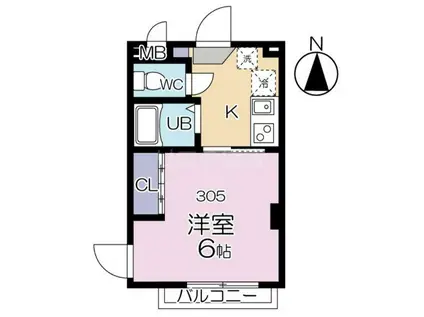 ラシェルII(1K/3階)の間取り写真