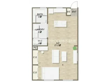 GRAN BEIGE(ワンルーム/2階)の間取り写真