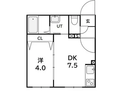 ラフィーネ西町(1LDK/4階)の間取り写真