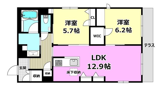 パラッツォ グロリオーサIII(2LDK/1階)の間取り写真