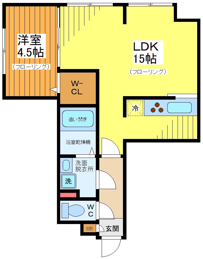 ウェルスクエアイズム三軒茶屋サウス(1LDK/3階)の間取り写真