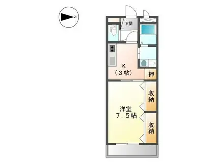 ヴァン ヴェール(1K/1階)の間取り写真