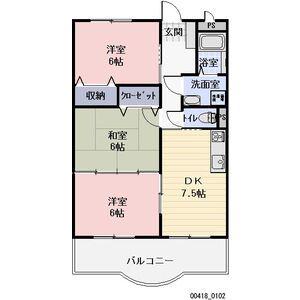 サウスヒルズB(3DK/3階)の間取り写真