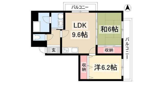 ブラザービル八幡(2DK/2階)の間取り写真