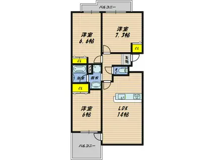 リーベスト千林清水(2LDK/2階)の間取り写真