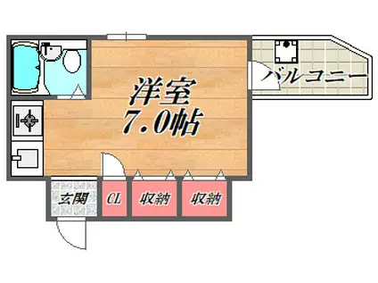 キューブ東武庫之荘Ⅱ(ワンルーム/1階)の間取り写真