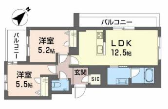シャーメゾンGRANDE須磨離宮(2LDK/3階)の間取り写真