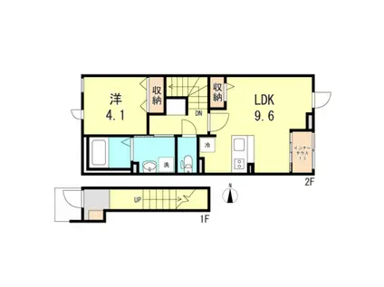 ジェンティーレ(1LDK/2階)の間取り写真