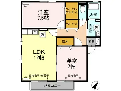 フラッツC(2LDK/2階)の間取り写真