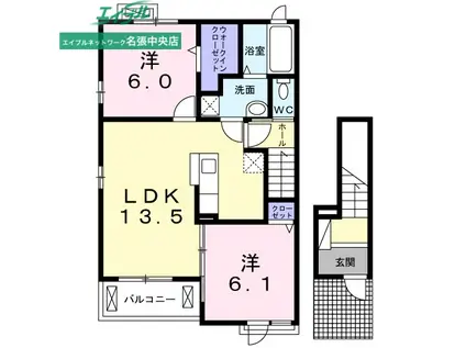 シャルム(2LDK/2階)の間取り写真