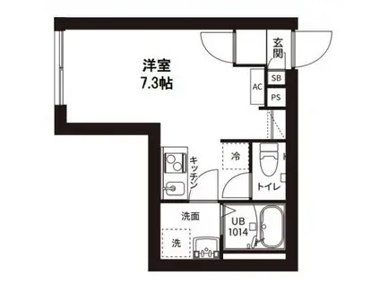 レピュア曙橋駅前レジデンス(1K/B1階)の間取り写真