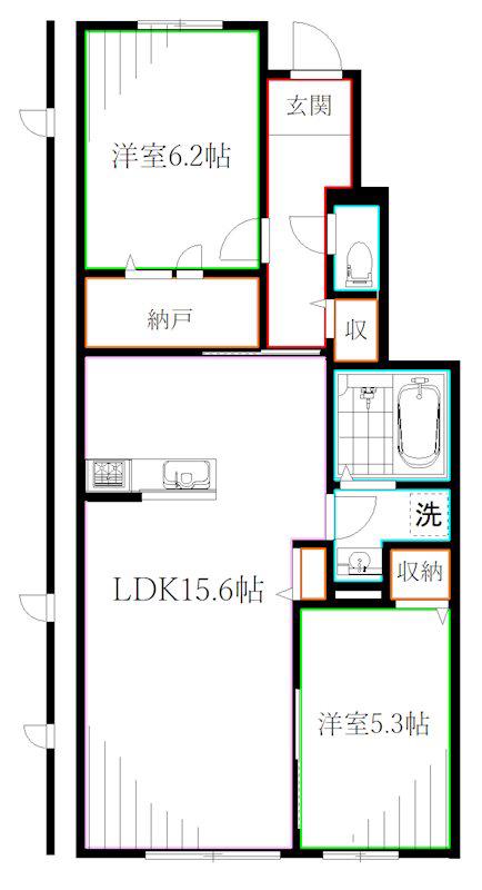 CLASIA JINDAIJI(2LDK/1階)の間取り写真