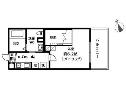 テルトルージュIII(1K/1階)の間取り写真