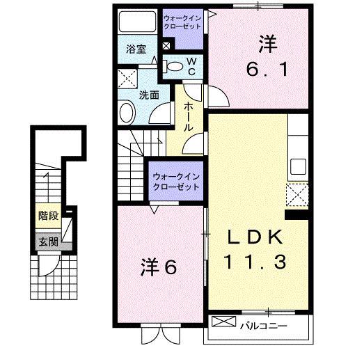 ARC-EN-CIELA(2LDK/2階)の間取り写真