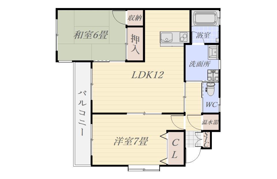 薬師ハイツ(2LDK/1階)の間取り写真