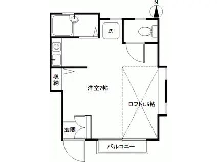 ボヌール(1K/1階)の間取り写真
