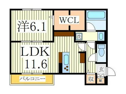 デュランタ(1LDK/1階)の間取り写真