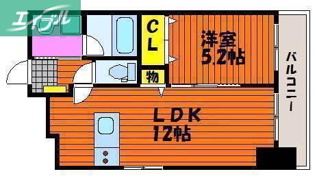 FRIEND COURT 岡山医大東(1LDK/6階)の間取り写真
