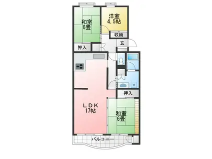 秦野南が丘さつき東 2205号棟(3LDK/5階)の間取り写真