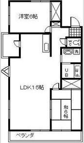 レインボー明円(2LDK/1階)の間取り写真
