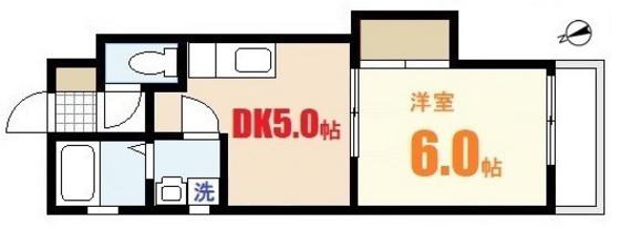 春夏秋冬(1DK/5階)の間取り写真