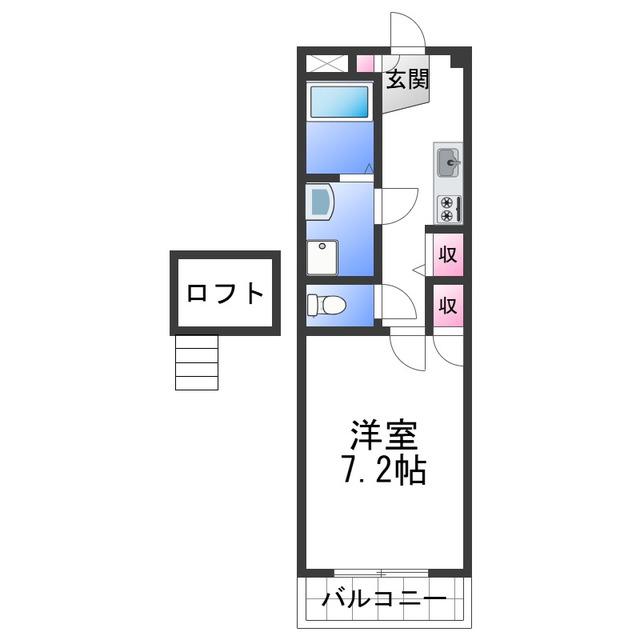 一聖ビル(1K/2階)の間取り写真