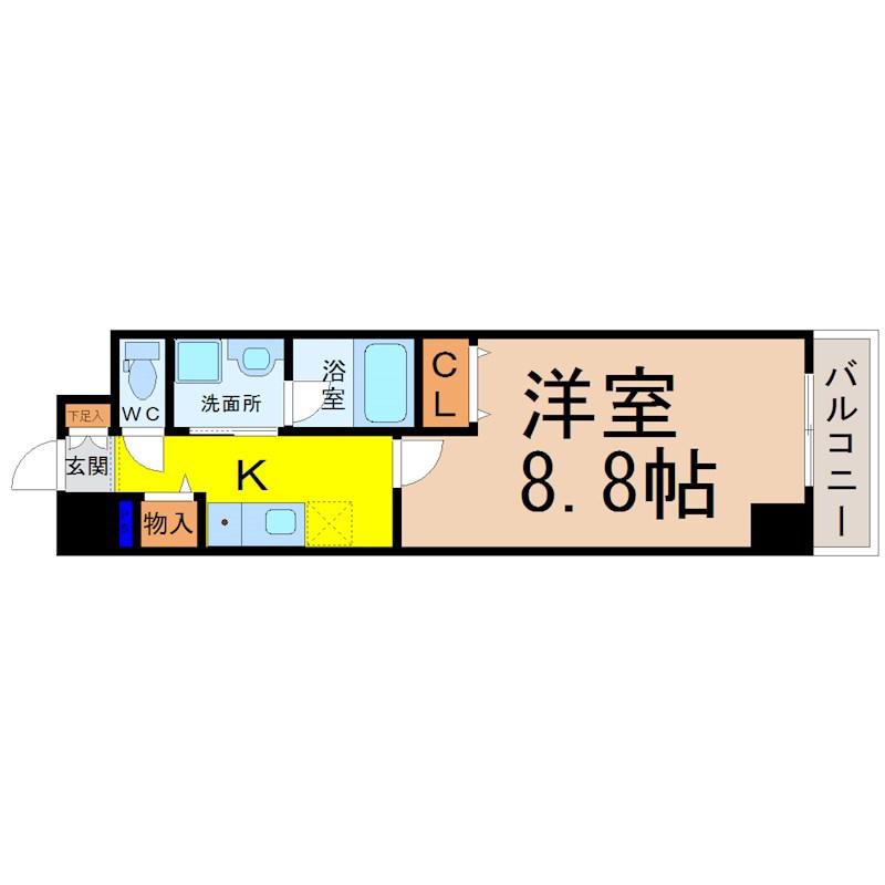 ニューシティアパートメンツ円上町(1K/1階)の間取り写真