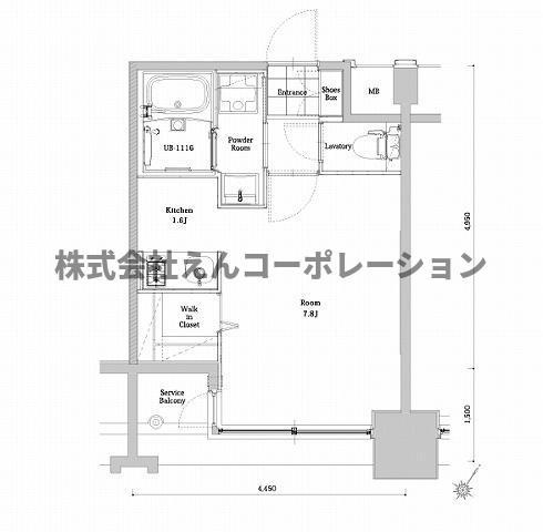 エンクレストベイ天神東III(1K/9階)の間取り写真