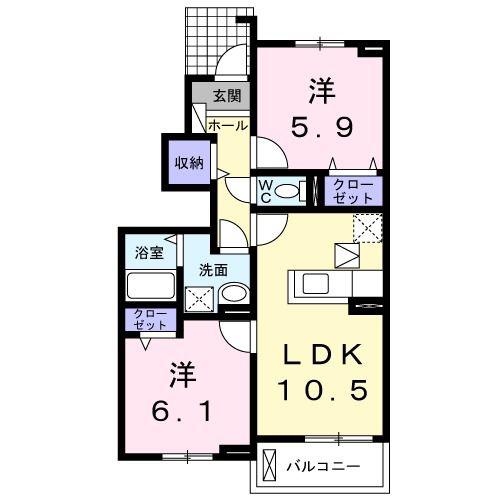ラ・ルーチェI(2LDK/1階)の間取り写真